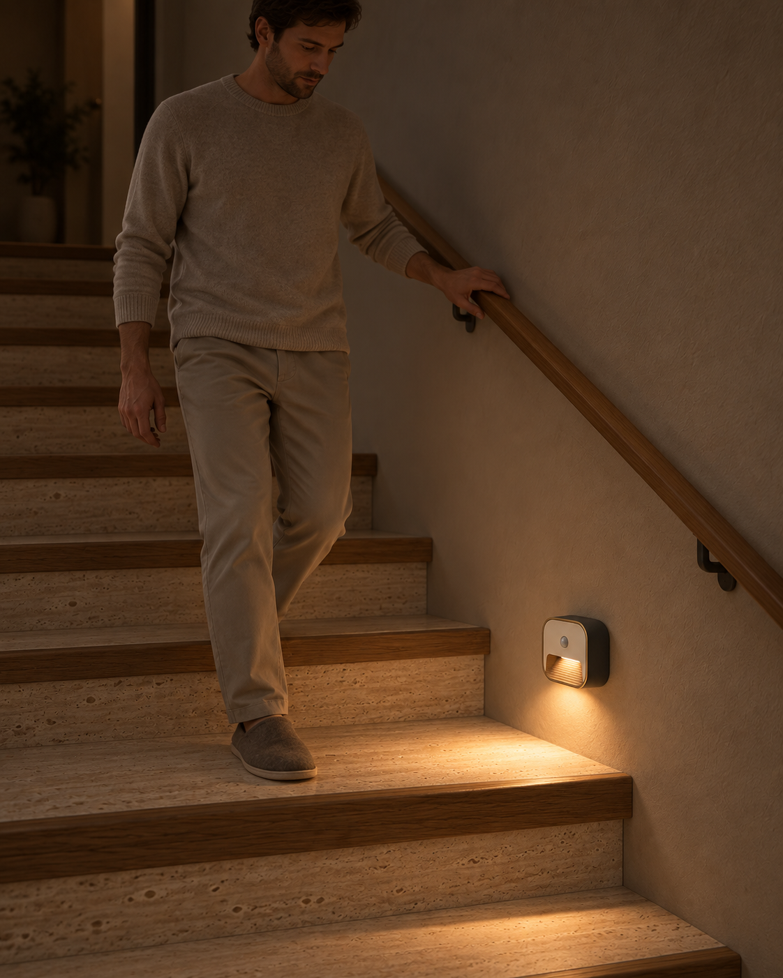 Dwellqeno Path Step Stair Motion-Sensing Night Light｜Low-Level Anti-Glare Guidance·Lights the Way Step by Step