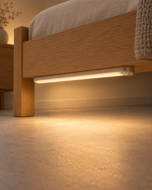 Dwellqeno Path Under Under-Bed Motion-Sensing Light｜Gentle on the Eyes at Night·Lights Up When You Step Down